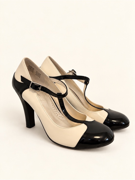 dexflex comfort Shoes - dexflex comfort Black and Cream Mary Jane Heel Pumps